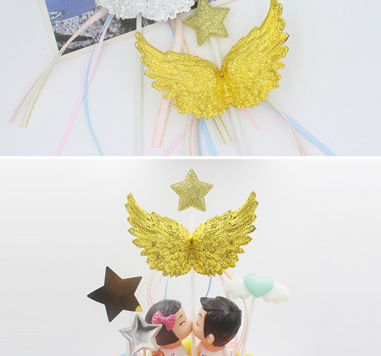 Gold and silver large wings decoration plug-in_03