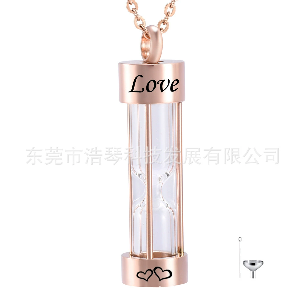 AliExpress горячая Распродажа ПЭТ урна ожерелье розовое золото стеклянные песочные часы кулон кремация ювелирные изделия флакон духов