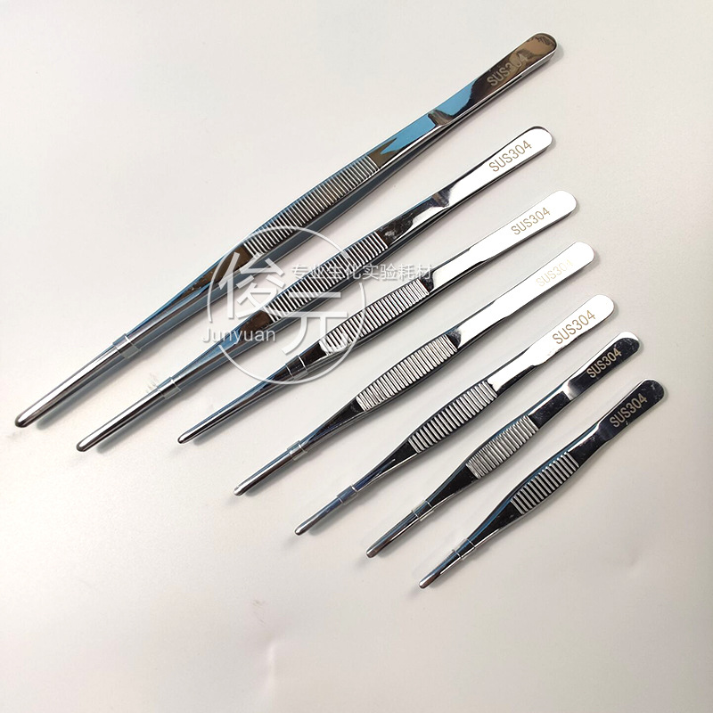 304不锈钢镊子 直头 圆头 带齿 12.5 14 16 18 20 25 30cm