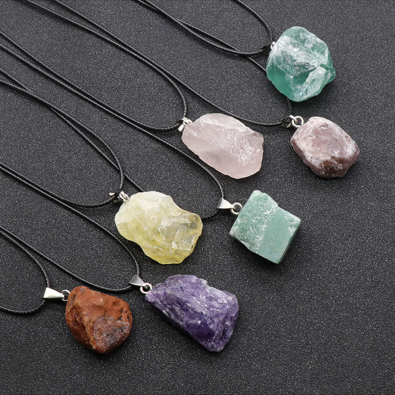 Pendentif En Pierre Brute Violet Rose Jaune Cristal Blanc Oeil De Tigre Aventurine Jade Raisin Agate Rouge En Gros display picture 1