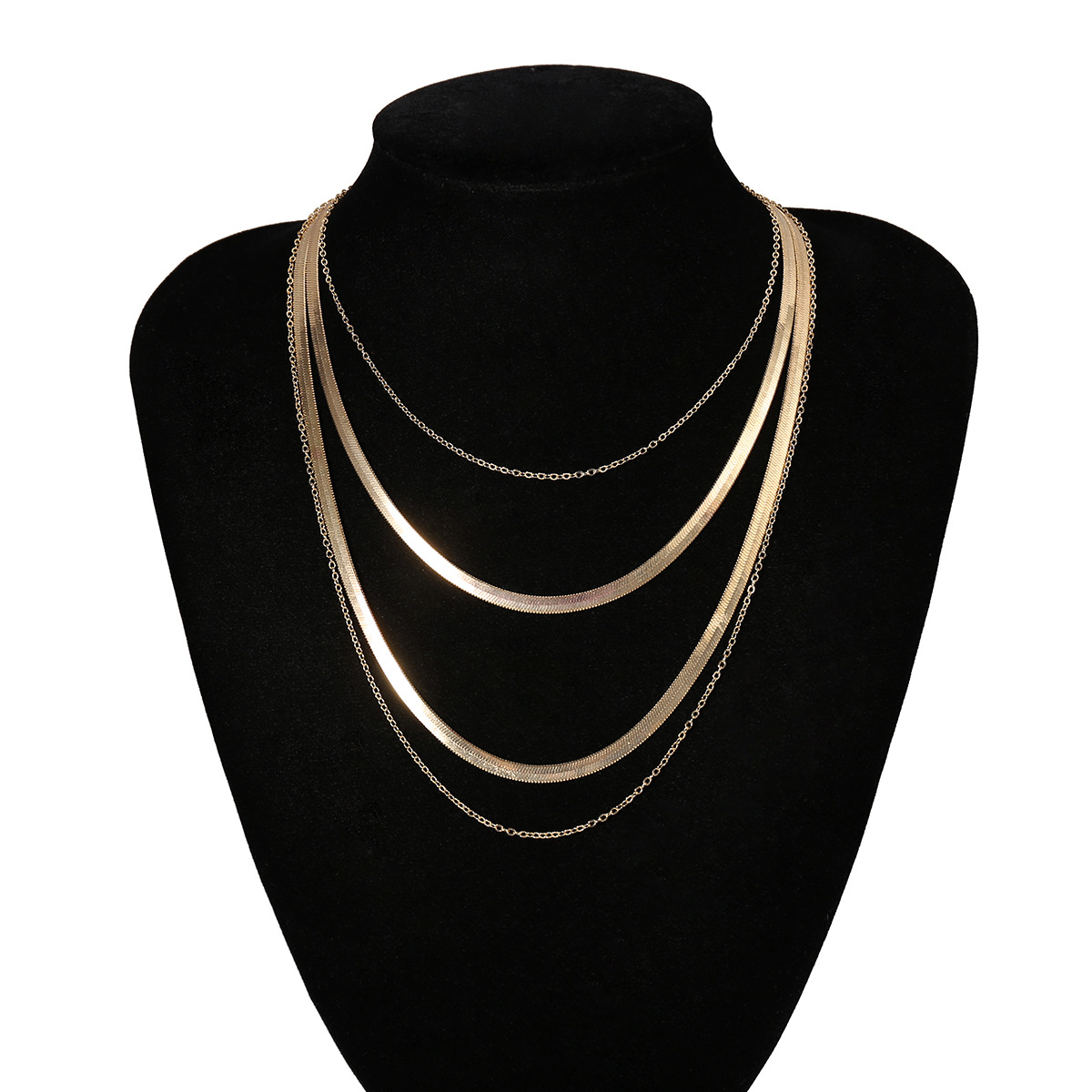 Fashion Thick Cross Chain Punk Geometric Snake Bone Chain Multilayer Necklace display picture 3