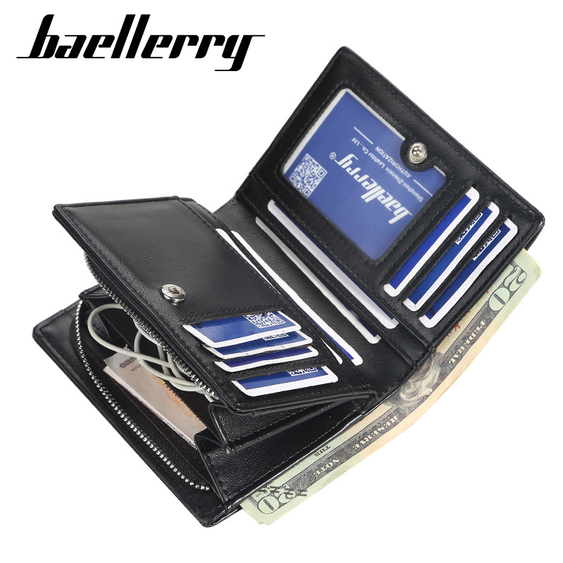 2023 New Hot Selling Baellerry Wallet Men's Short European and American Vertical Multi Card Snap Button Zero Wallet Fashion Youth Card Bag Men_voghion.com