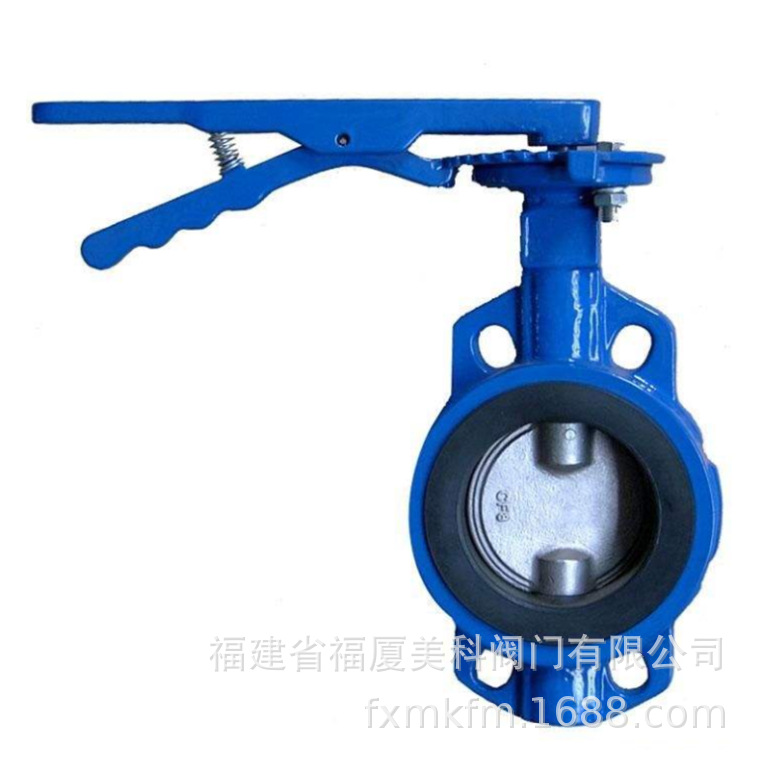 福厦美科不锈钢对夹式蝶阀球墨铸铁手柄D71X-10/16Q/P水利专用