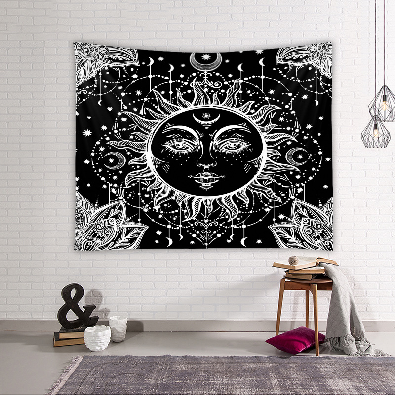 Cross-border Wall Decoration Ins Wind Gradient Moon Tapestry Wall Decorations Beach Towel Decorative Cloth display picture 4