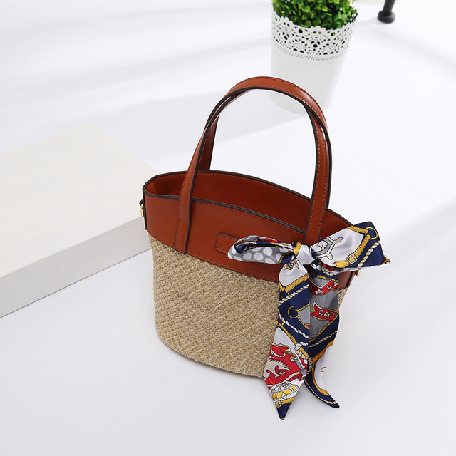 Slanting cross straw braided bag lady's bag braided holiday bag single shoulder rattan braided bag