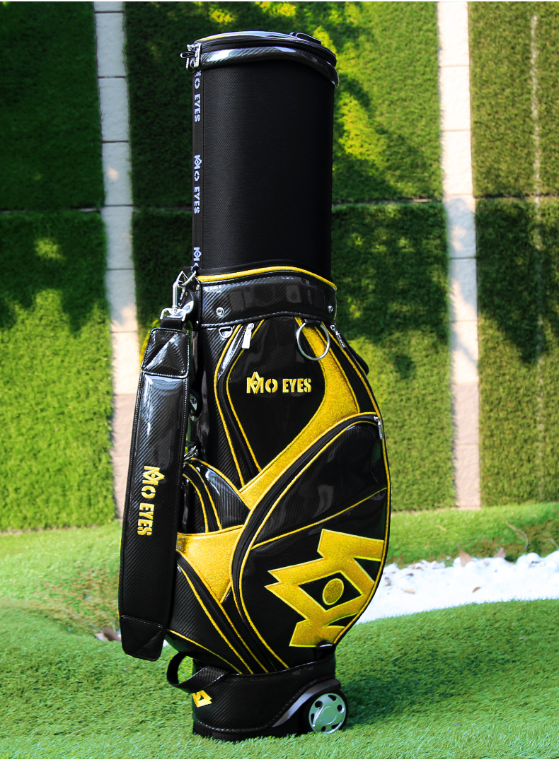 Túi đựng gậy golf PGM dạng ống kính thiên văn chống nước, cao 126 cm — Túi Kính thiên văn QB058MO EYES màu đỏ đen, QB058MO EYES Túi Kính thiên văn màu đen vàng chi tiết 8