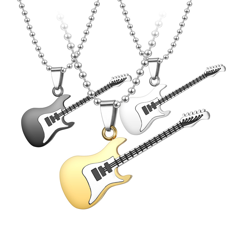 Intercolor Guitar Pendant Couple Pendant Necklace display picture 4