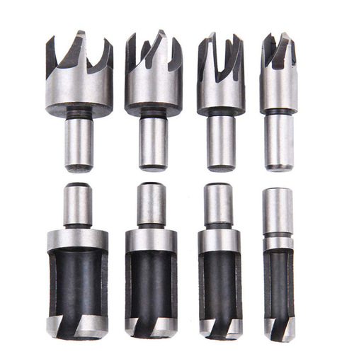8-piece set of cork drill bits, carbon steel cork cutter set, tool barrel claw type round wood tenon drill woodworking hole opener