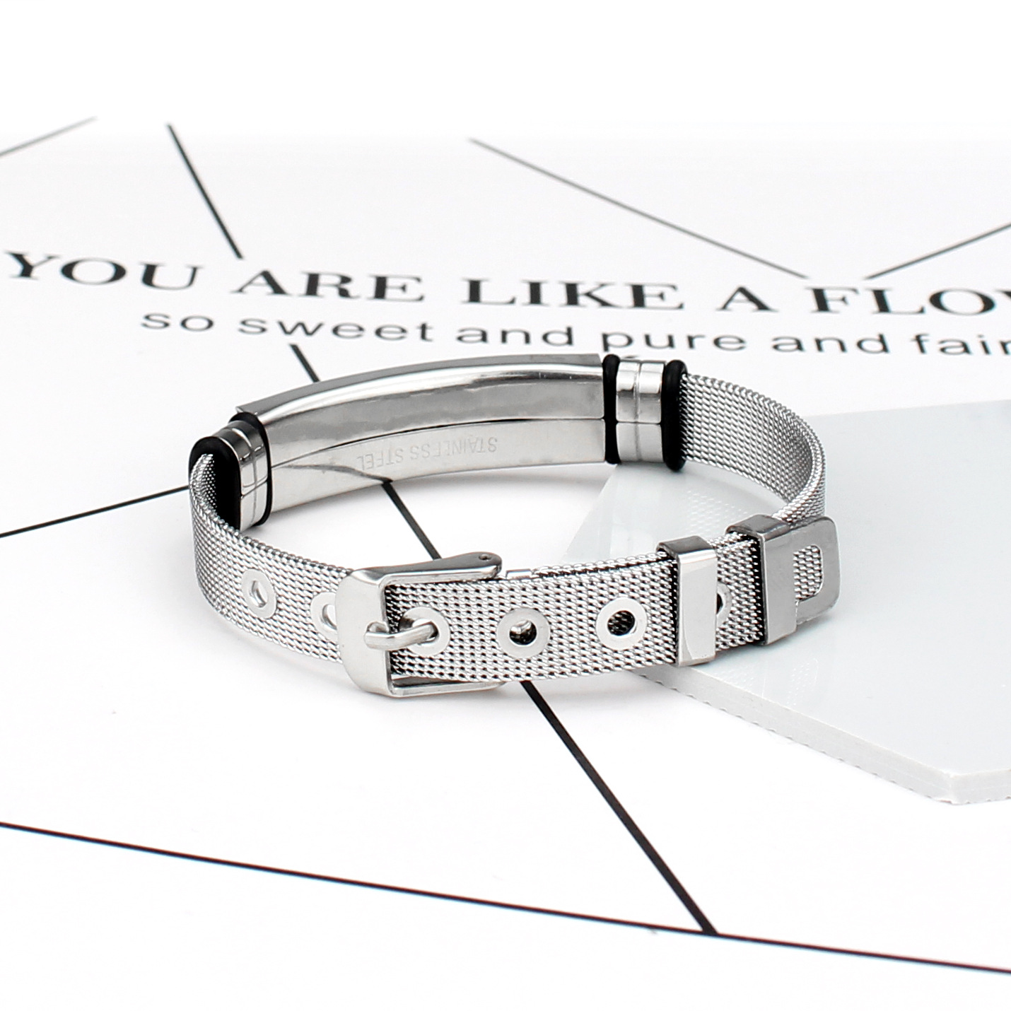 28g Weight Stone-Free Inlay Material Bracelets Classification 304 Stainless Steel Chain Material Original Design Geometric 304 Stainless Steel Plating Men'S Bracelets Men Cuff & Bangle