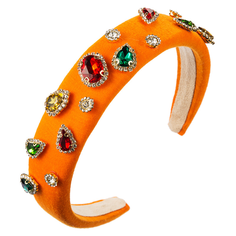 Fashion Thin Sponge Hair Hoop Female Spring New Diamond Candy Colorful Catwalk Fabric Hair Accessories display picture 5