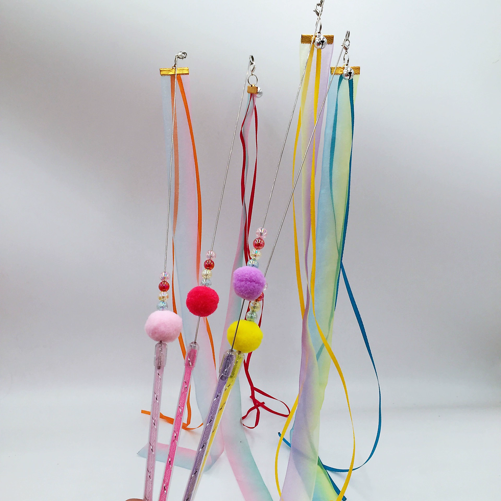 Aifangti забавная кошачья палка эластичная забавная кошачья палка длинный стержень Лента Мечта Цвет забавная кошачья палка игрушка для кошек 8966