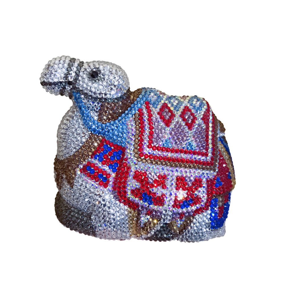 * Cartoon animal camello forma de diamante bolsas de cena bolsas de cristal de diamantes hechas a mano bolsas de caja dura para mujeres