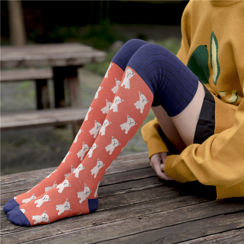 Autumn and winter cartoon animal Flamingo stockings cotton women knee socks tide Pikachu student High socks wholesale
