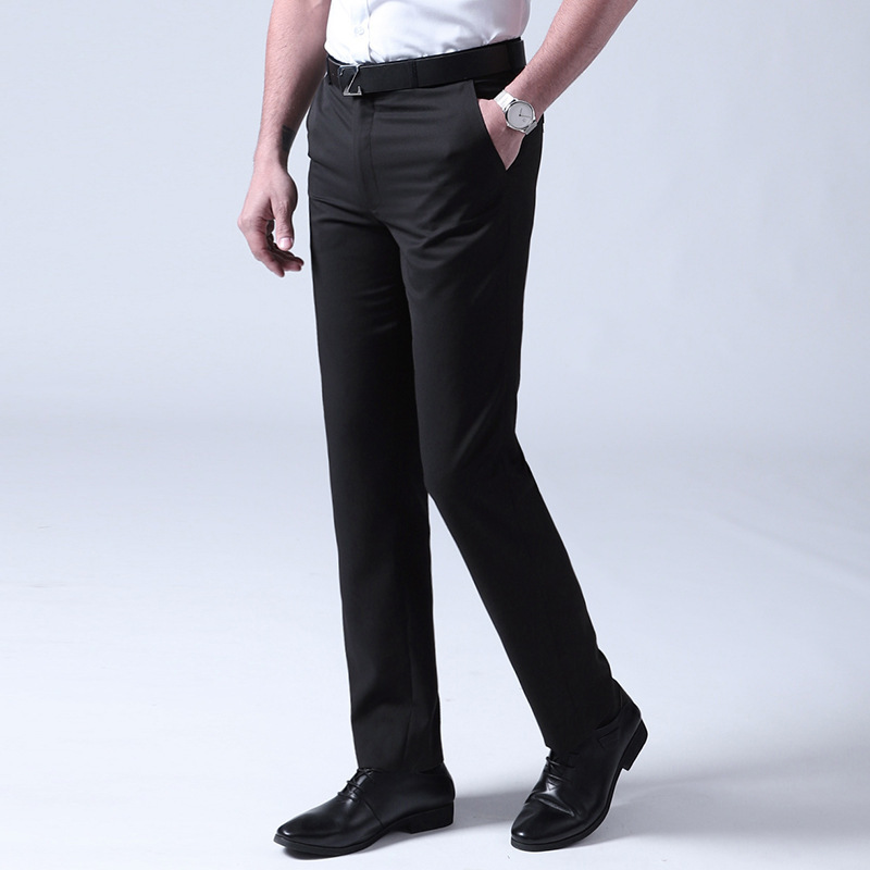 爸爸裝百搭秋季長褲男褲商務休閑褲韓版西褲直筒褲子男式中年潮流