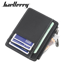 baellerry牛皮錢包男士短款復古拉鏈零錢包超薄駕駛證卡包卡套 男