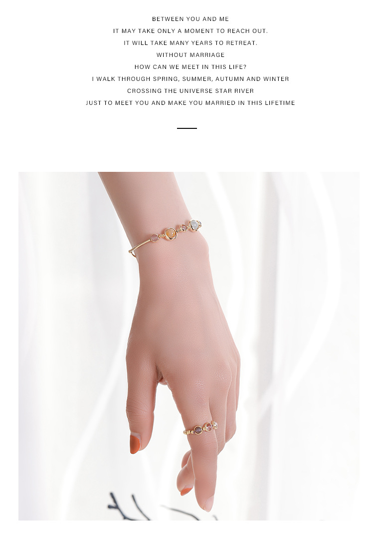 Kupfer 14 Karat Vergoldet Elegant Einfacher Stil Runden Perlen Überzug Inlay Kristall Ringe Armbänder display picture 6