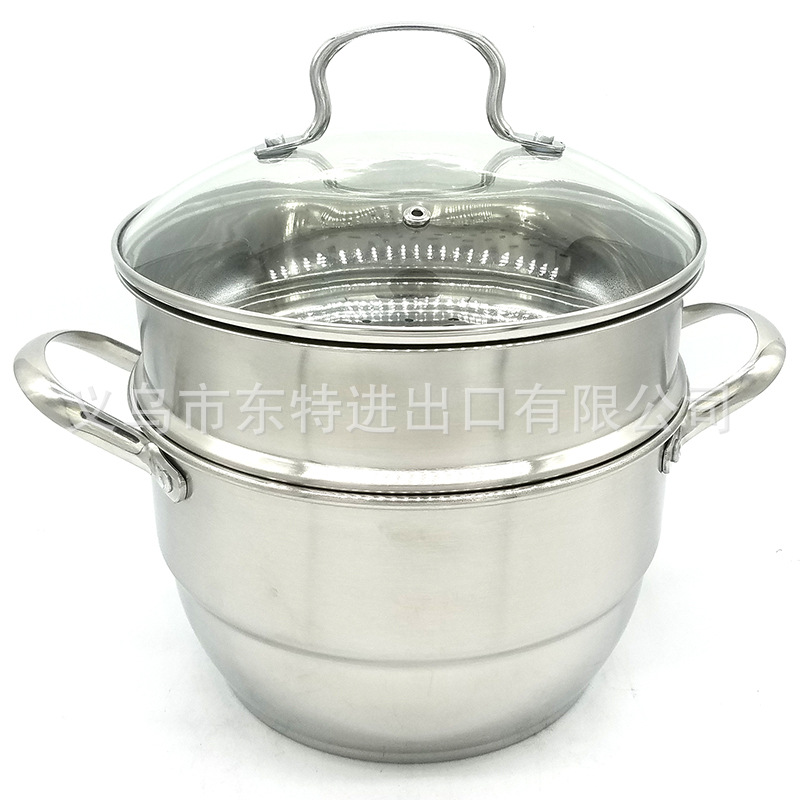 Factory direct sales of new type of soup pot, non-magnetic thickened double-base soup steamer, multi-functional pot, sanding double-layer Korean-style gift pot detail image 2