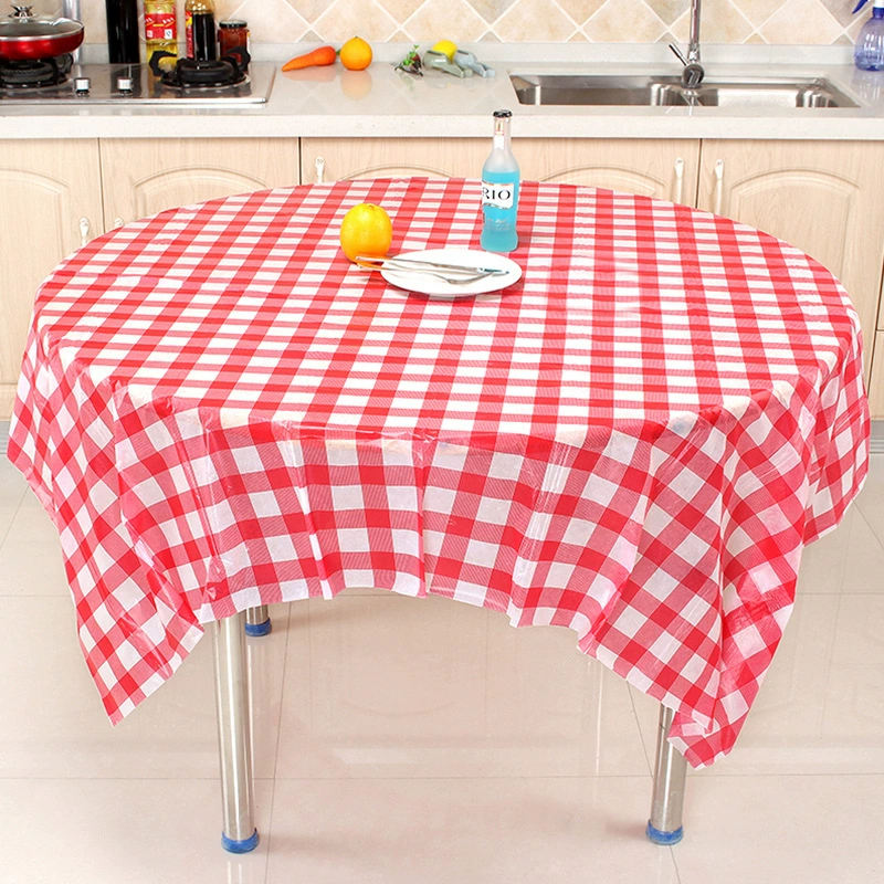 П Disposable tablecloth red plaid thickened round table picnic cloth banquet tablecloth indoor feast (10 pieces) outdoor