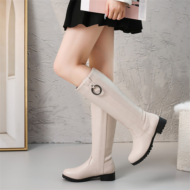 new style in autumn and winter with square heel and gold decoration women’s high boots
