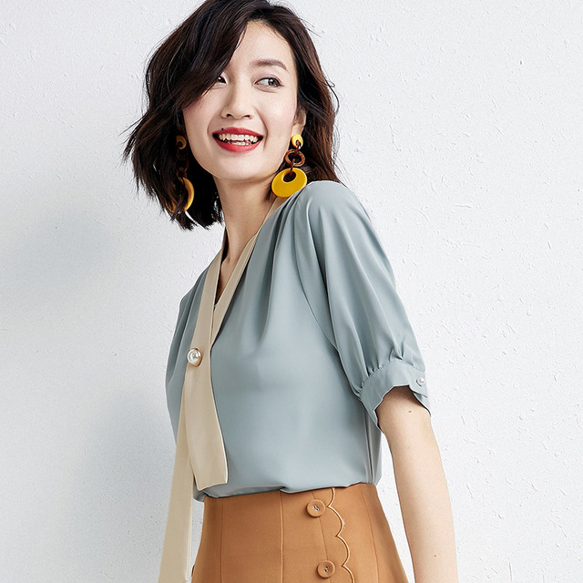 New Fashion Short Sleeve Professional Chiffon Shirt Women’s Top 