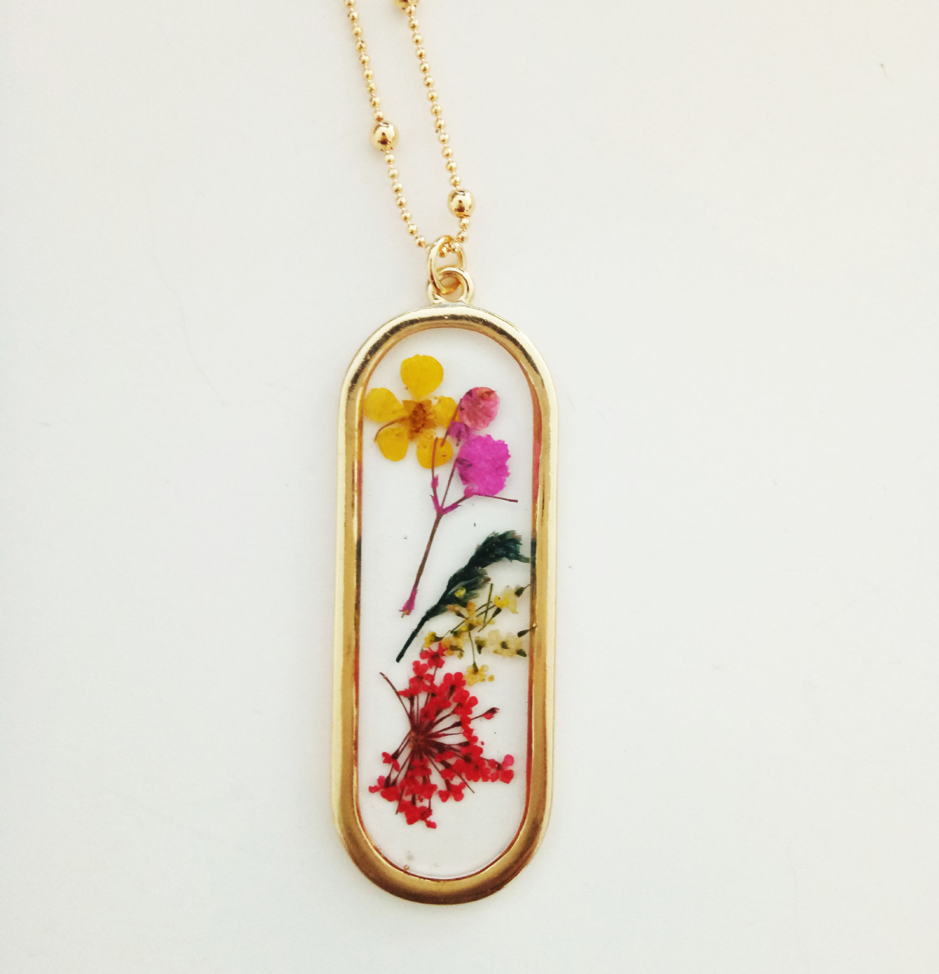 Women's Gender Epoxy Design Vintage Style Cross Leaves Flower Alloy Epoxy Women's Necklace