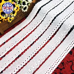 Vemei Jia 2.5CM Wide Summer Women's Dress with Lattice Water-Soluble Embroidery, One-Sided Wave Cotton Thread Cotton Fabric Edge