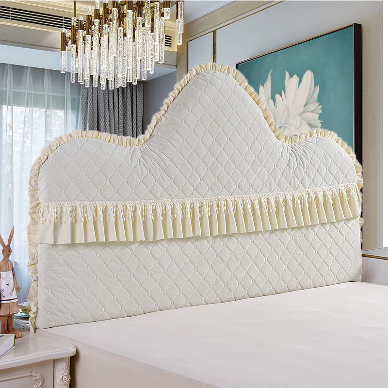 定做欧式床头罩水晶绒圆弧半圆异形不规则木板布艺软包床头套公主