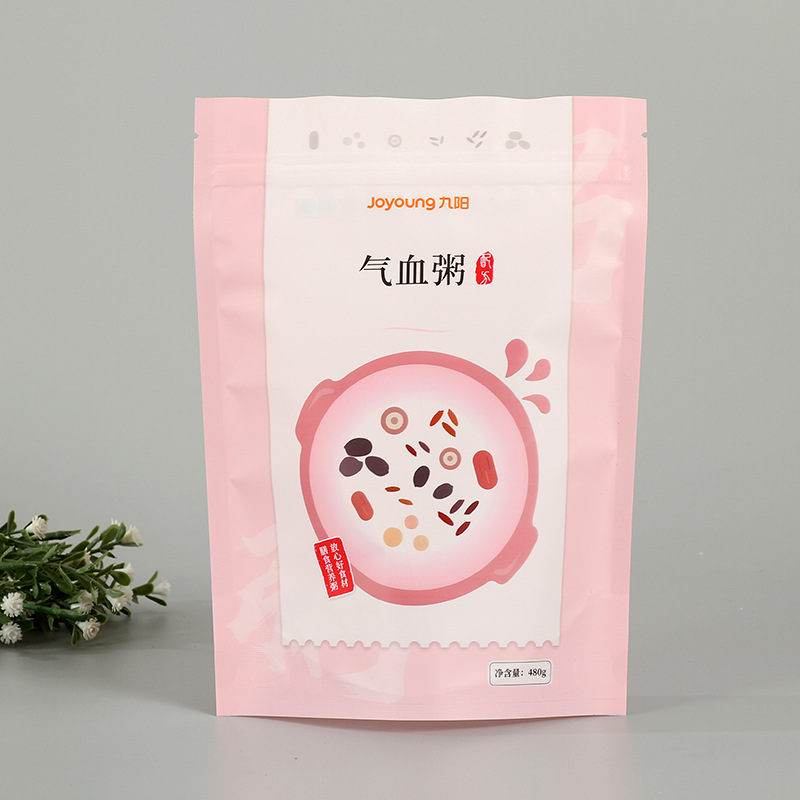 厂家直销气血粥食品铝箔包装袋定做 防潮食品自立自封拉链袋定制