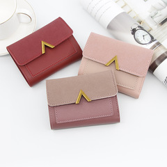 New Korean-style minimalist women's wallet, short design, large-capacity purse for girls, student-sized card holder, and coin pocket