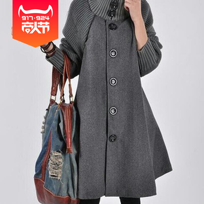 2020春季季立領大碼女裝中長款風衣外套寬松顯瘦韓版呢子大衣現貨