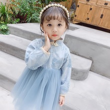2021女童珍珠盘扣汉服秋季韩版新款洋气纱裙连衣裙一件代发童装潮