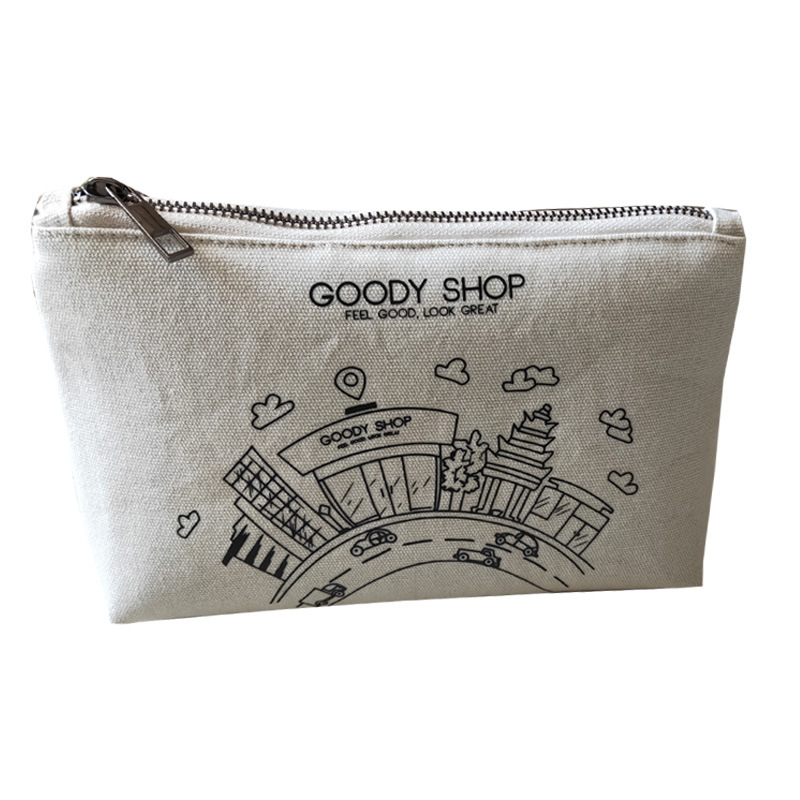 现货2019夏季新款休闲女包印花帆布零钱包女士手拿包收纳整理袋|ms