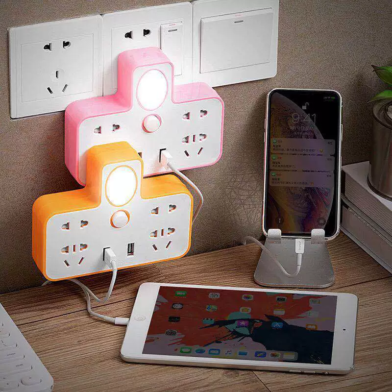 Проводной ночной светильник малой мощности беспроводной умный переходник USB зарядка быстрая розетка с множеством функций один поворот расширение USB