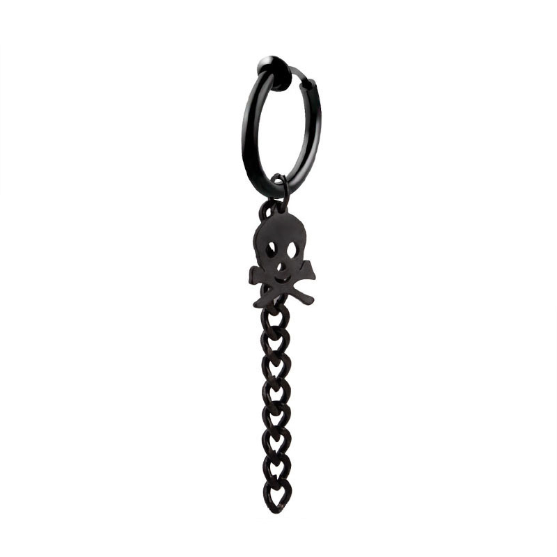 758EJ 骷髅链条黑色耳环耳夹(单只)758EJ  2.9