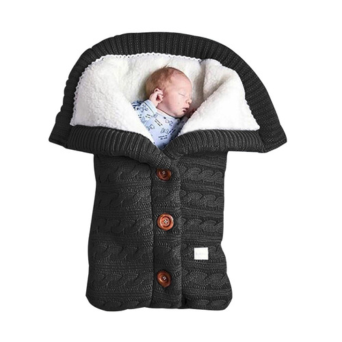 Yinxiuli autumn and winter baby stroller sleeping bag outdoor baby knitted sleeping bag wool plus velvet thickened quilt cross-border