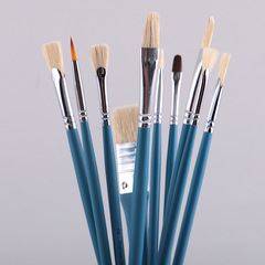 豬鬃毛10支套裝水彩筆 藍色筆桿丙烯繪畫美術用品勾線筆廠家批發
