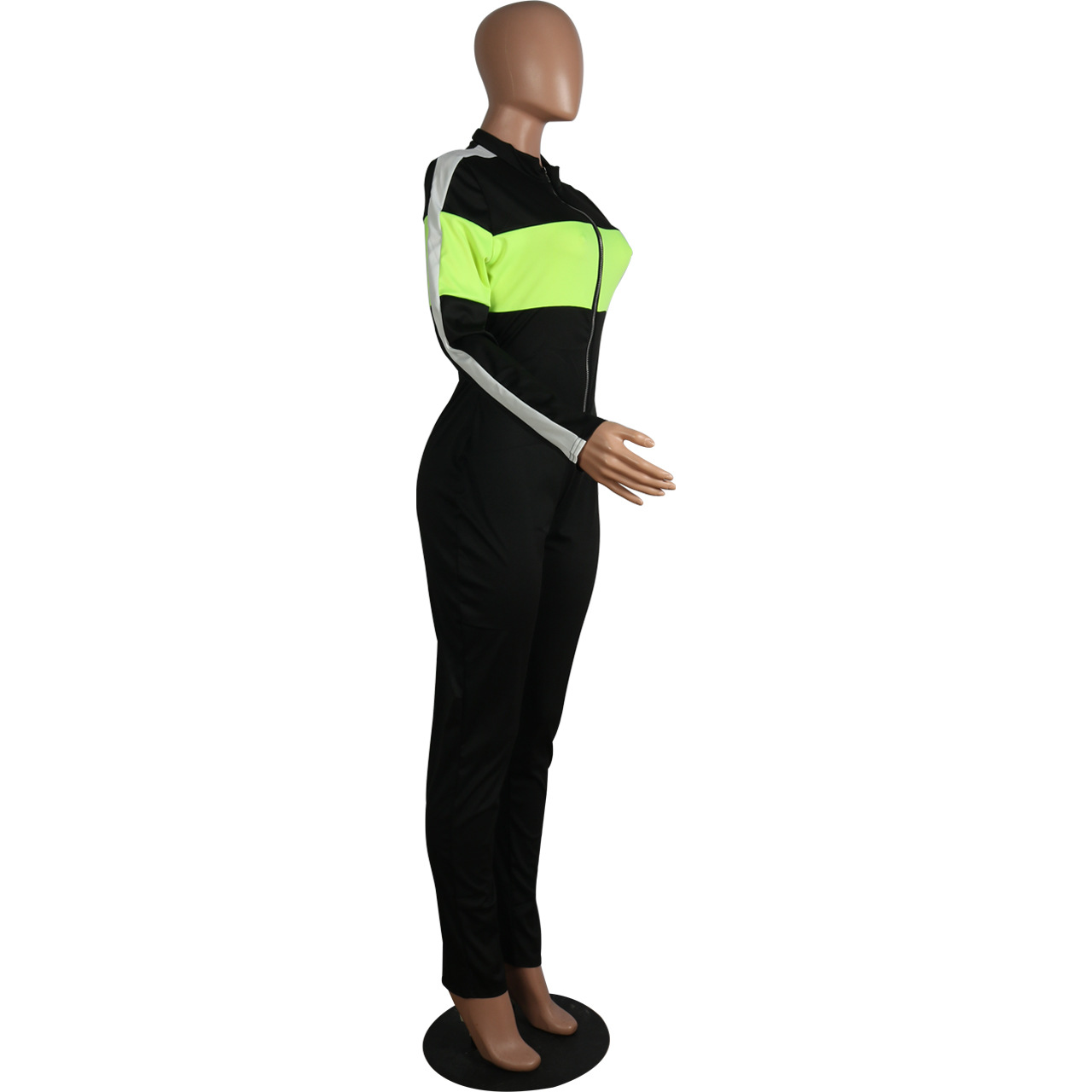 Popular Sports Deep V Plunge Multi Color Jumpsuit