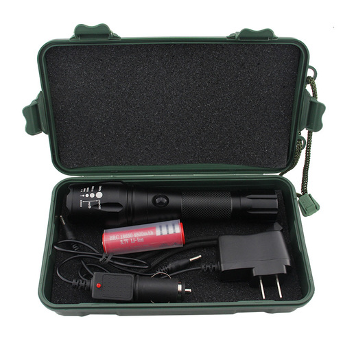 Factory Supply Long Range T6 Mid-Open Straight Charge Aluminum Alloy LED High-Power Flashlight Zoom Charge Lighting Outdoor