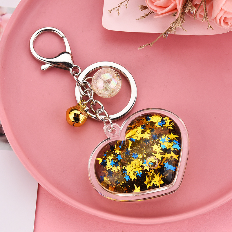 Korean  Acrylic Heart Flowing Sequins Quicksand Keychain Wholesale Nihaojewelry display picture 5