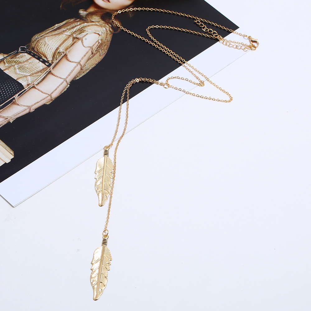 fashion metal geometric Y-shaped pendant long necklace