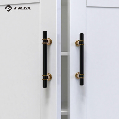 櫃門拉手現代簡約黑金色輕奢歐式高檔衣櫥櫃子門把手北歐抽屜單孔