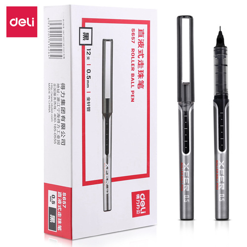 Deli S657 straight liquid ball pen 0.5mm full needle tube gel pen student exam water pen business office pen