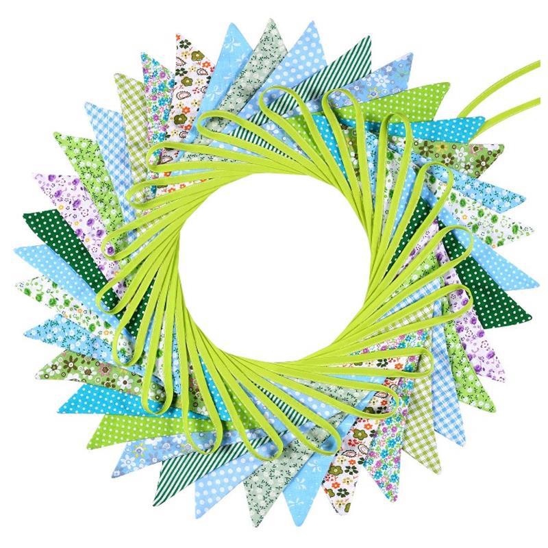 新款36旗18色 33英尺棉布三角旗 婚外婚礼派对装饰彩旗批发|ms