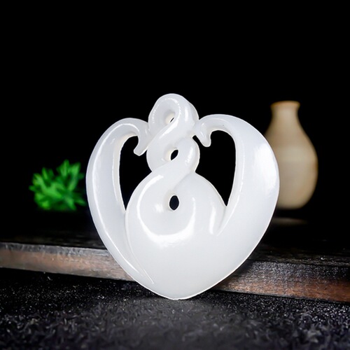 Jade Afghan Jade White Jade Single-sided Hollow Pendant Men’s and Women’s Antique Jade Pendant Hanfu Accessories