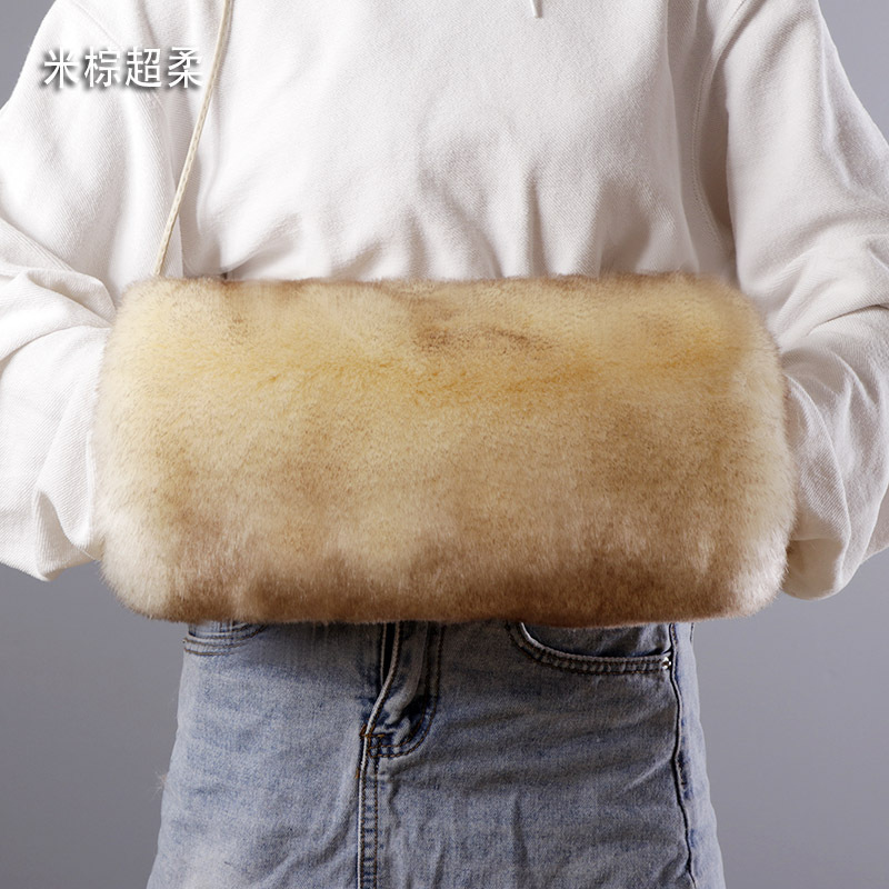 Imitación de piel de zorro protector de mano invierno engrosada mano más caliente de la mano manga de felpa almohada mano más caliente calentador de la mano