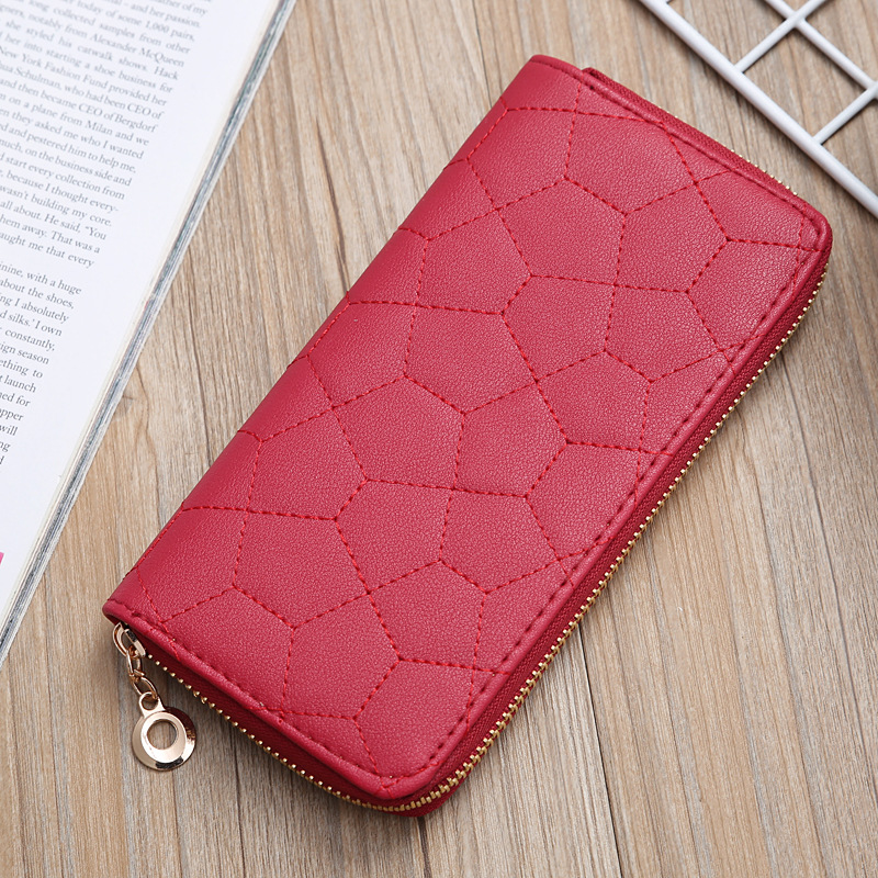 121g Weight Polyester Lining Material Zipper Closure Type Business Occasion Pu Leather Material Solid Color Pattern Women'S Gender Square Shape Rose Red, Red, Gold, Silver, Black Color Nihaojewelry Wholesale Accessories New Fashion Sewing Thread Geometric Pattern Clutch 16