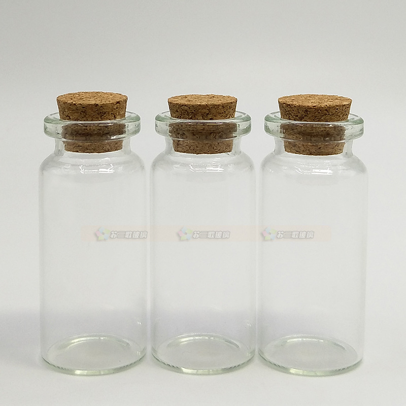 Juego de 10 frascos de vidrio con tapón de corcho para perfume mini botella de deseos transparente (22*50 mm)