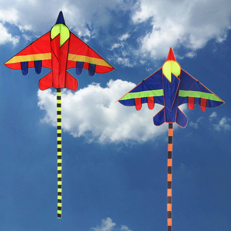 濰坊風筝批發新款1.45米彩色戰鬥飛機風筝易飛紅藍兩款廠家直銷
