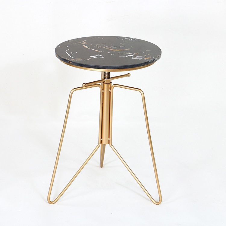 北欧现代铁艺大理石小茶几金色边几客厅沙发角几创意可升降小圆桌|ms