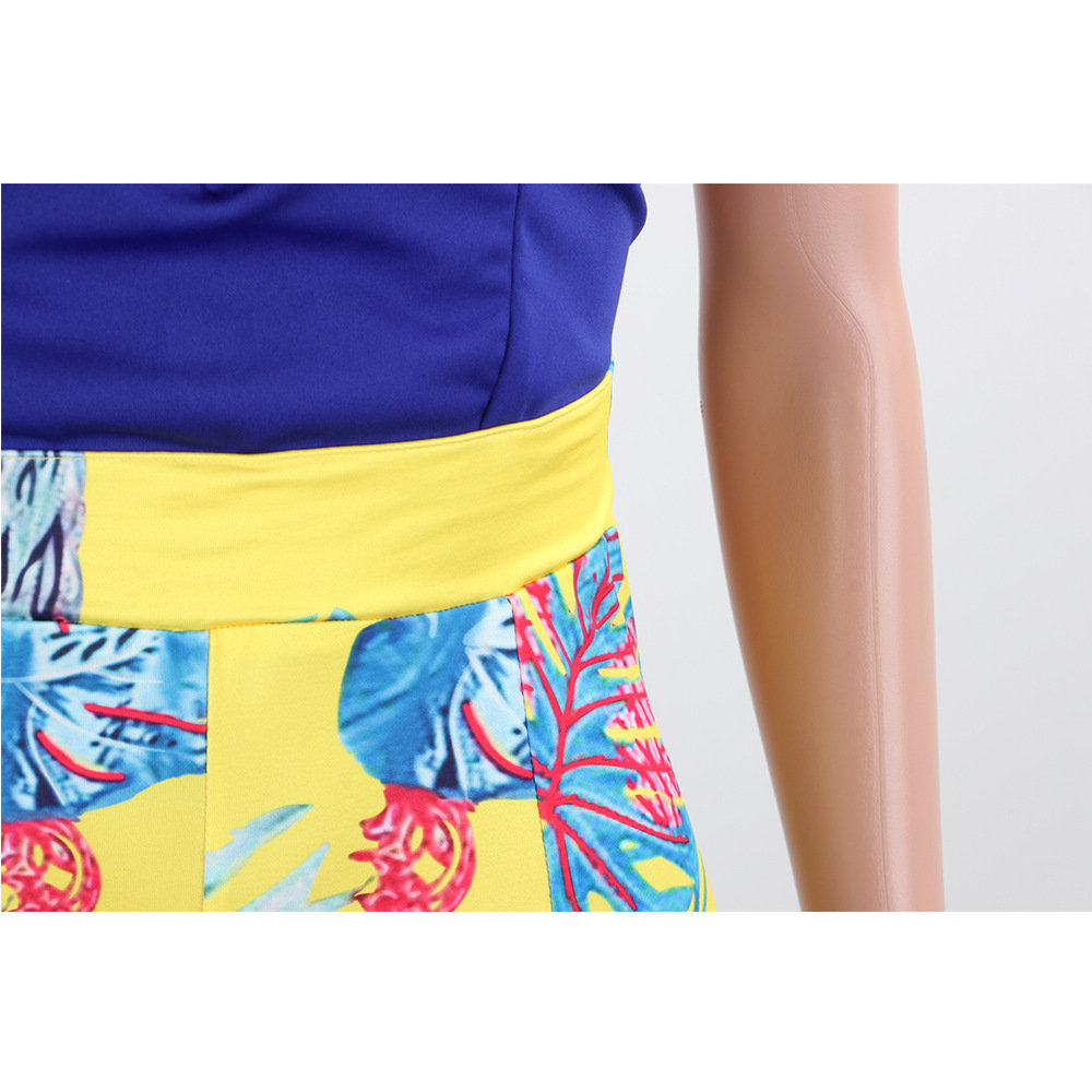 Boutique Sling Backless Slit Leaf Printed Jumpsuit